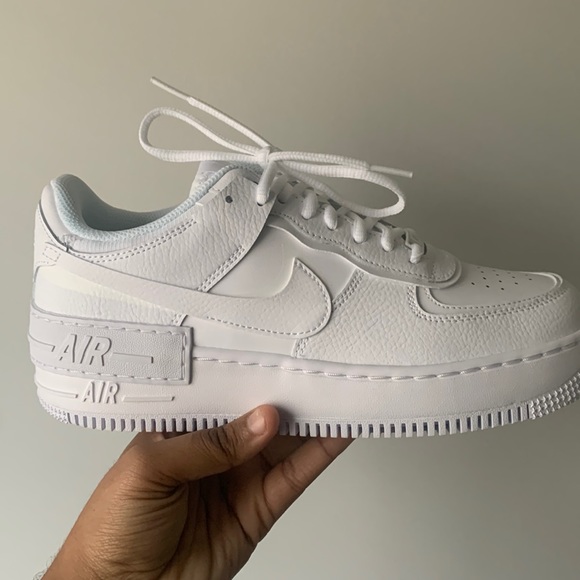 nike air force 1 shadow trainers in triple white